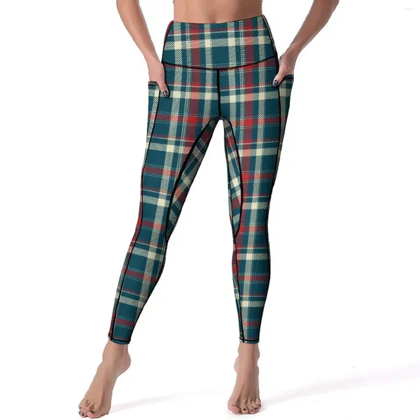 Leggings femminile stampa retrò con fitness rosso e verde pantaloni da yoga in vita alta legins divertimento regalo sportivo elastico regalo sportivo