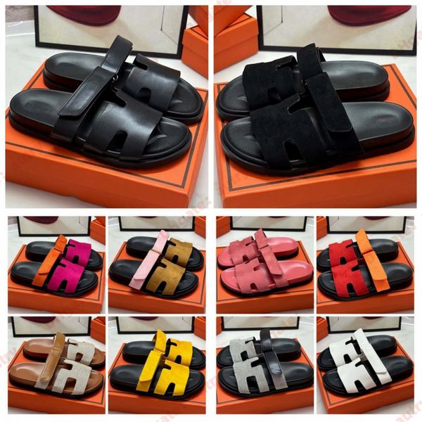 Slippers Shypre Sandal Designer Sliders Flip Flops Плоские сандалии для пляжного комфорта из телячья кожа натуральная замшевая козья козьи коричневые и черные для женщин и мужчин 35-45