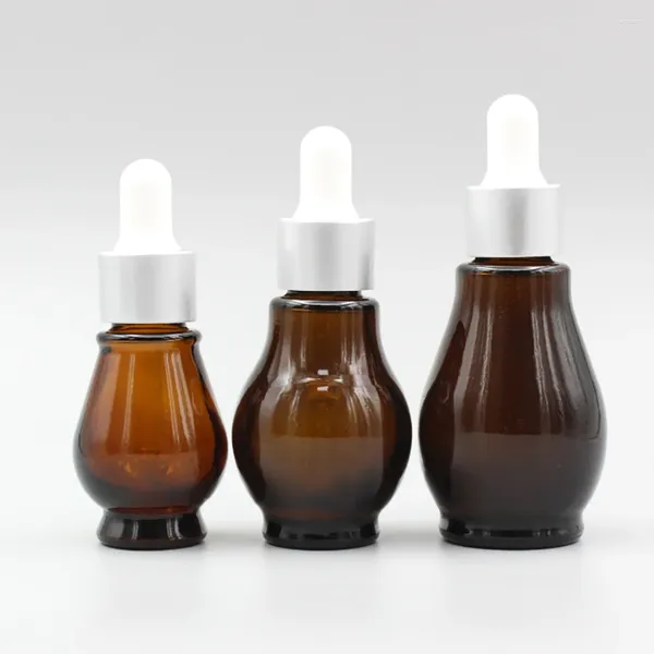 Garrafas de armazenamento embalagens cosméticas 30 ml de frascos de vidro garrafa de gotejamento âmbar de 1 oz soro para creme