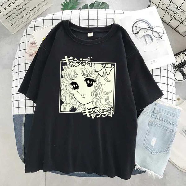 T-shirt harajuku fumetti caramella klin caray anime maniche corta skunk t-shirt grande maglietta femminile t-shirt grafico nero abbigliamento goticol2404