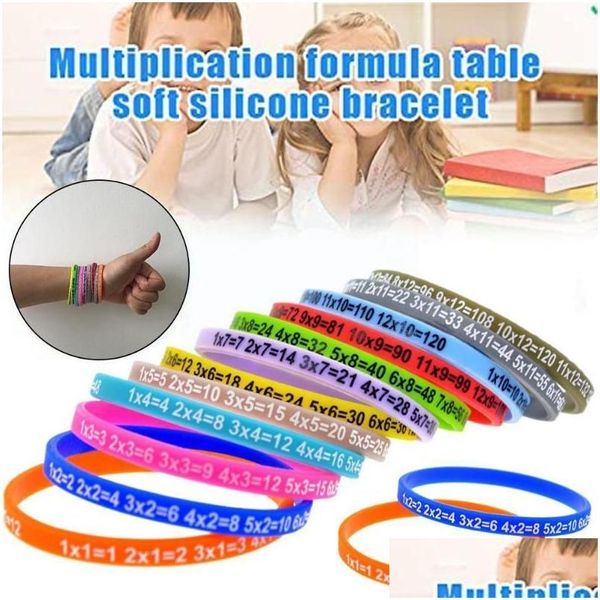 Bangle Sof Sile 12pcs/Conjunto Tabelas de Mtiplicação Pulseira Matemática Pulseira Ensino Ensino Auxiliares Aprenda Toy Pré -Escola Para K3Y7 Drop Deli Dhkbm