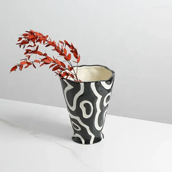Vasen Home Dekoration Trockene Blume Vase moderne einfache dekorative Handlackierkeramik für Dekoration