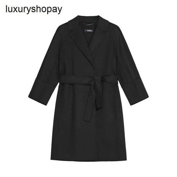 Top Maxmaras Cashmere Coat Womens Wrap Coats Black First Cut Wool Lace Up Medium 9016043906013