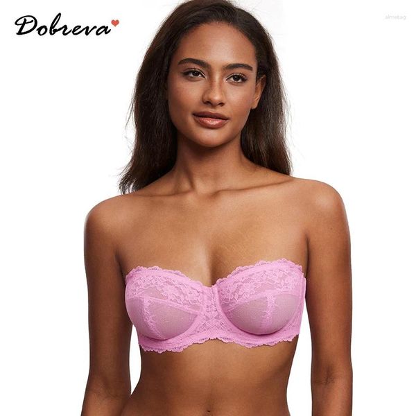 Bras Dobreva Donne da donna Sfroto di mesh Bra senza spalline Sexy Sexy Through Underwire convertibile in silicone taglie forti