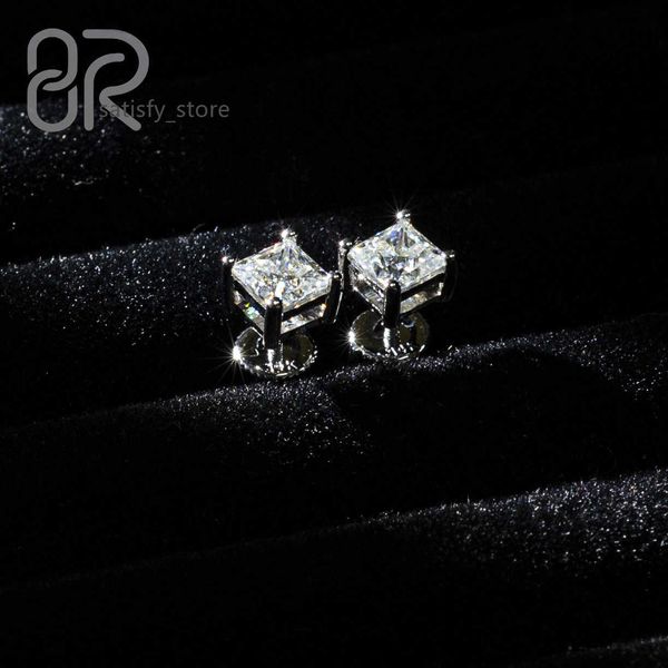 Orecchini Moissanite 0,5/1/2CT VVS Studio rapido Spedizione all'ingrosso Bling Ice Out Princess Cut Vite Earing per donne