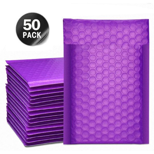 Bolsas de armazenamento 50pcs roxo Mailer Poly Bubble acolchoado envelope