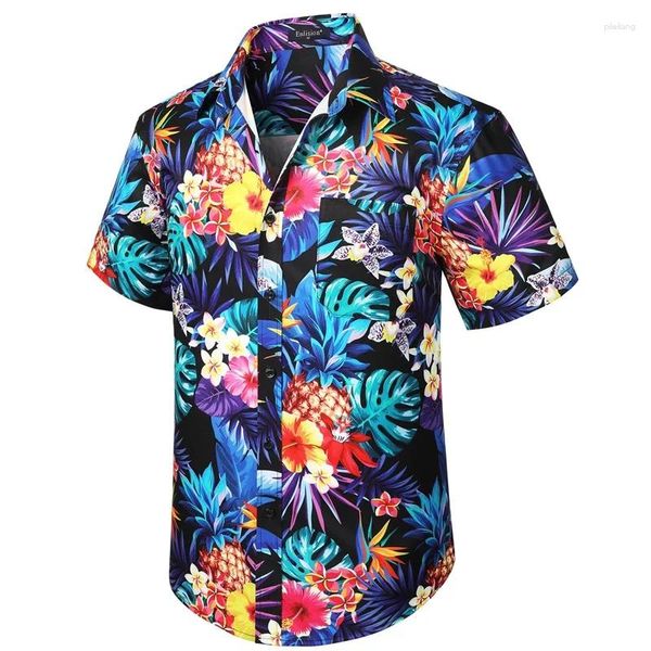 Camicie casual maschile hawaiane stampato completo a maniche corte floreale floreale giù camicia tropicale per uomo spiaggia per le vacanze estive aloha tshirt