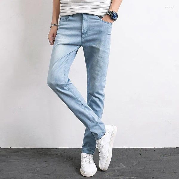 Marchio di moda jeans maschile maschi in fitta pantaloni in forma di cotone allungamento pantaloni maschi lunghi classici matita giornaliera