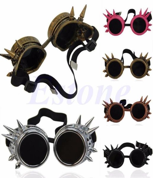 Vintage Retron Victorian Gothic Cosplay Rivet Steampunk Goggles Blacks Punk 5 Colori WY270318356314