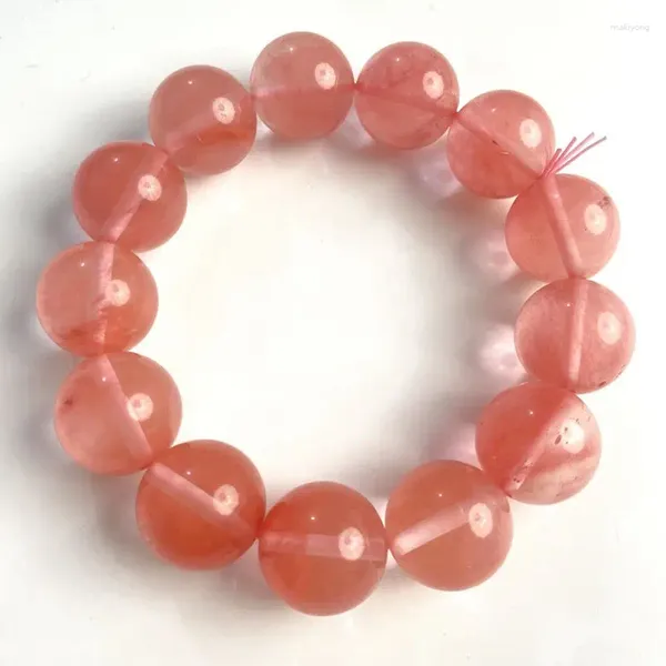 Strand Bracciale per perline rotonde di acqua di anguria in cristallo naturale per la ragazza