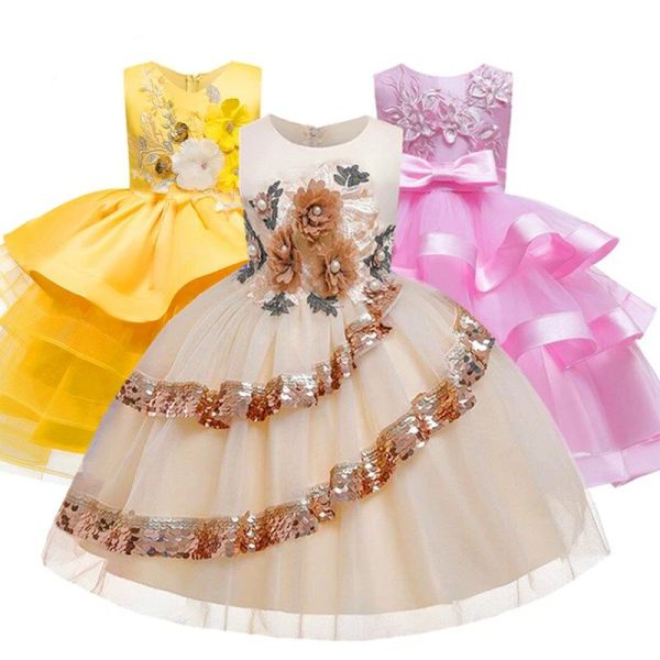 Abiti abiti da ragazza di fiori per ragazze tutu abbigliamento abbigliamento ad arro organza eleganti abiti da ragazza per bambini custodi della festa principessa 210 anni