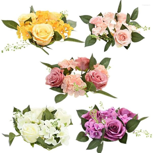 Dekoratif Çiçekler 5 PCS Yapay Şamdan Garland Valentine Yüzükler Sütunlar için Kış Plastik