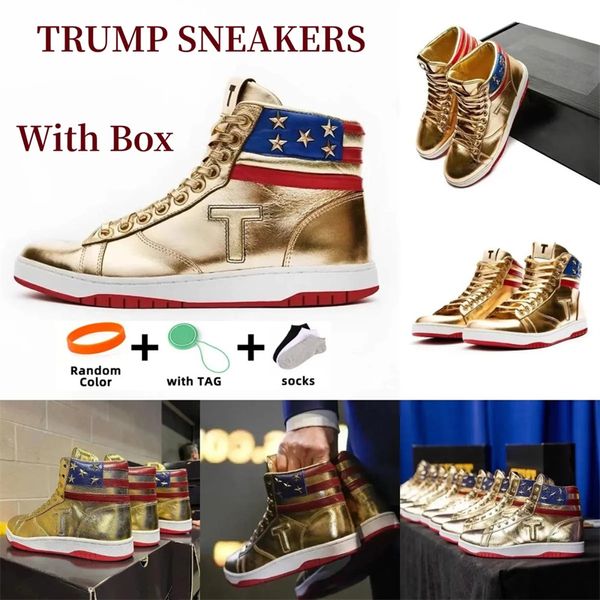 2024 Casual Schuhe Neue Männer Designer Schuhe Trumps geben niemals hoche stilvolle Präsidentschaftsturnschuhe für formelle Verschleiß und Komfort im Freien auf, 39-45 Schnürfleisch C1