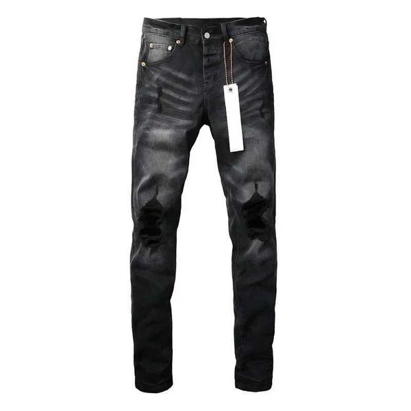 Jeans masculinos de alta qualidade 2024sss Novo jeans da marca roxa ROCA Moda Top Street Burro Negra Reparar Baixa Jeans Tight Size 28-40 Calças J240429