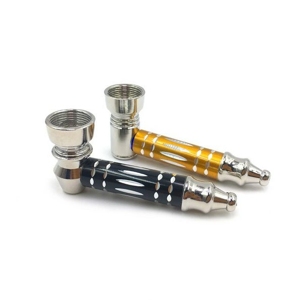 Smoke Shop Metal Pipe Gold Braun Farben Dab Rig Zigarette Raucherrohre Halter Zubehör gute kreative tragbare Maßstab Bong