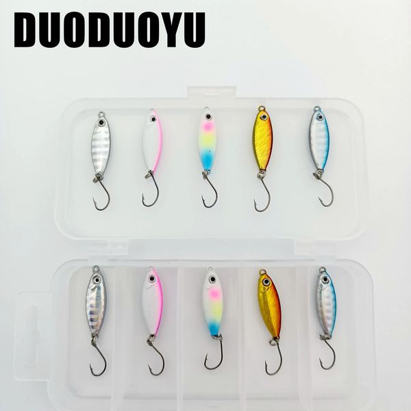 Duoduoyu 10pcs1Box/Lot Küçük Jigs Shore Döküm Balıkçılık Cazibesi 3G 5.5G Metal Jigging Yapay Sert Yem Aksesuarları 240428