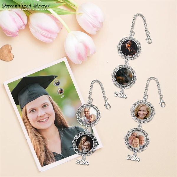 Personalisierte Master Custom Memorial PO Abschlusskappe Hanging Ornamente Charms Abschluss DIY -Bildabschluss vorhanden 240424