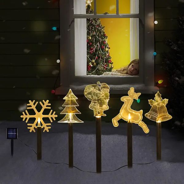 Decorações 5 Pacote Pacote de Natal Solar de Natal Luz de jardim solar ao ar livre Light Landscape Pathway Light for Lawn Patio Yard Dealping à prova d'água