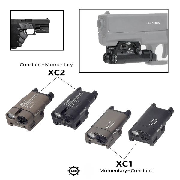 Surefir XC1 XC2 Тактический светодиодный фонарик Обновление фонарика Metal Scout Torch G17 G19 Airsoft Light Funterna Rail