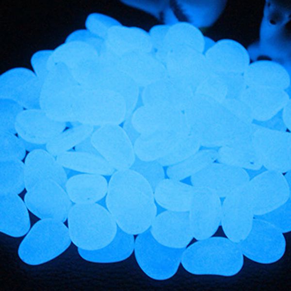 Decorações 300pcs Piscina Decoração Decorativa Artificial Luminous Stone Glow In The Dark Pebbles Garden Path Aquarium