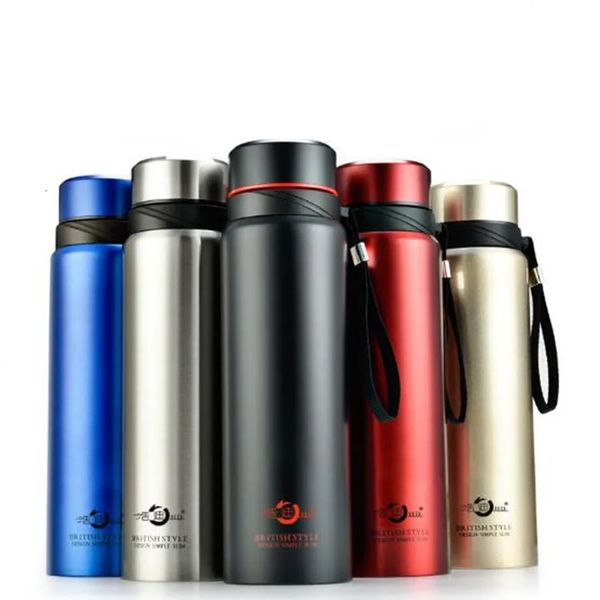 1000 ml de grande capacidade Thermos de aço inoxidável duplo para garrafa Thermo Isoled Thermo, com calçados de aquário com infusador de chá 240415