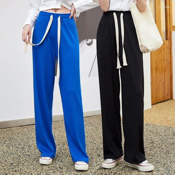 Calça feminina Streetwear Big Size Legas largas mulheres estilo chinês moda casual verão outono de folga longa calça feminina por atacado