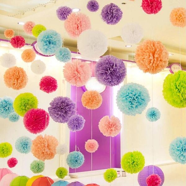 Dekoratif Çiçekler Partisi 5pcs 8 inç 20cm Yapay Kağıt Kağıt Pom Poms Ball Pompom Düğün Doğum Günü Dekorasyon Partileri