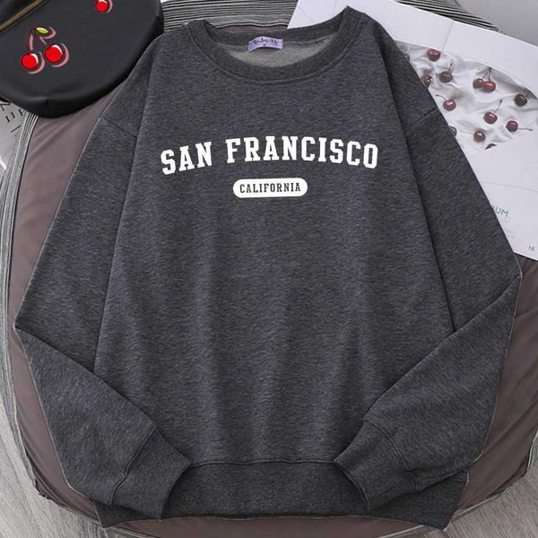 X31K Felpa con cappucci da uomo con cappucci da uomo SAN FRANCISCO California Stampa da uomo semplice Pullover casual American Retro Clothing D240429