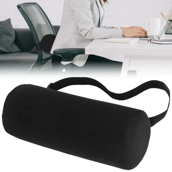 Uffici di cuscino Lombare Memory Foam Roll Supporto lavabile rimovibile per la sedia da ufficio automobilistico Black