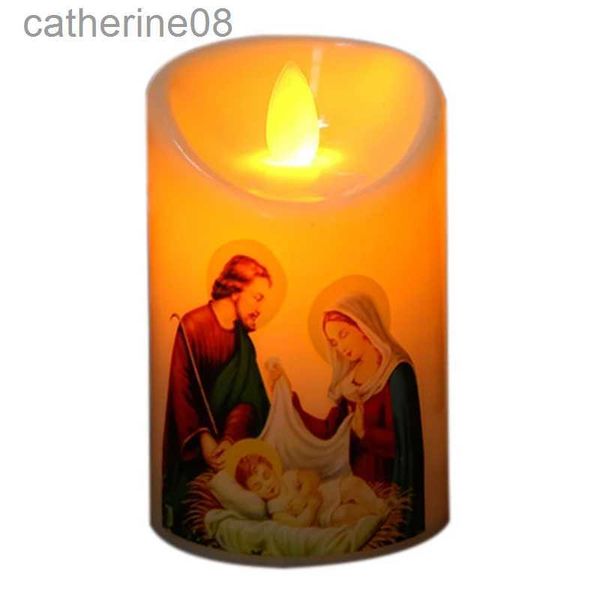 Velas Jesus Cristo Candles Lâmpada Led Tealight Pilar romântico Bateria de luz operada criativa Celas eletrônicas sem chamas Candles home d240429