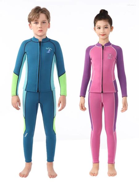 Swimwear's Swimwear Kids Neoprene da 2,5 mm abiti da immersione a spaccati mantieni ragazzi caldi e ragazze che salutano la guardia da surf di snorkeling piscina piscina