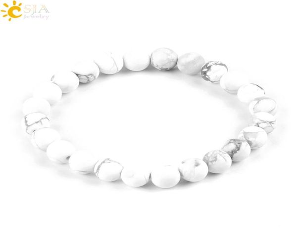 Csja 8mm glassa opaca di alta qualità turchese bianca howlite gem gem fortunato perle mala braccialetti meditazione uomini donne gioiello3317366