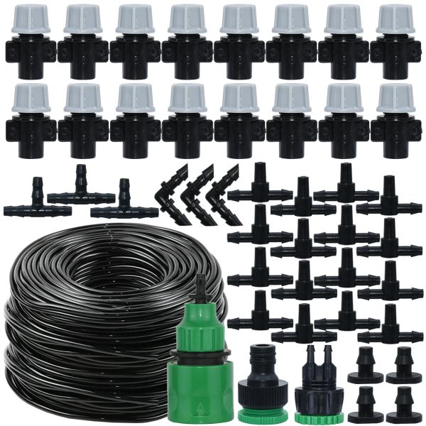 KITS 1020M Sistema di irrigazione automatica del sistema di irrigazione portatile Nezzle Foguli per tubi da giardino Testa spray con connettore a tee da 4/7 mm per patio