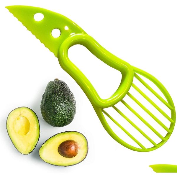 Obst Gemüsewerkzeuge 3 in 1 Avocado Slicer Mti-Funktionsschneider Messer Kunststoff Schälereitrennzeichen Shea Corer Butter Gadgets Küche Dro Dhptz