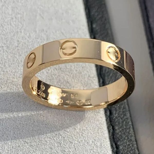 Designer titanio in acciaio inossidabile logo incisione da 6 mm diamond love a vite un anello ragazzo ragazza 18k oro anello rosa d'oro da donna uomo amante gioielli da sposa regalo regalo