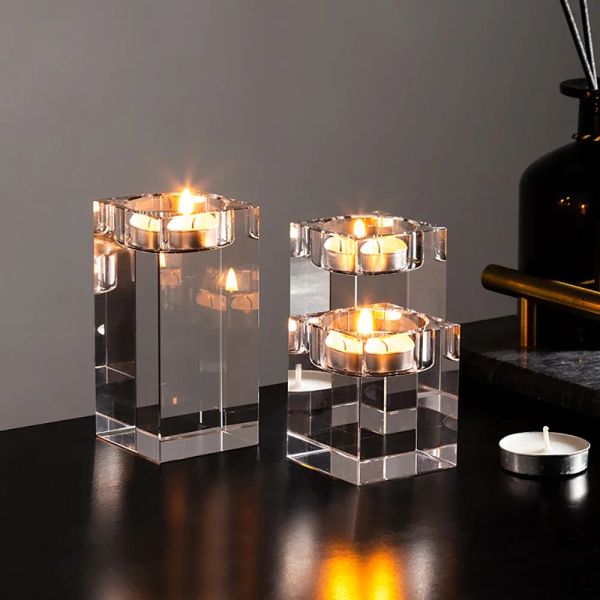 Candele moderne vetro di cristallo creativo Candele romantiche Cancata per la cena e decorazioni da tavolo da matrimonio Ornamenti Desktop Candlestick