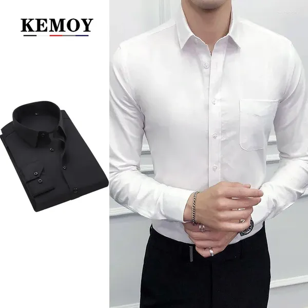 Camisa de vestido masculino camisa bonita e minimalista da tendência da primavera outono casual coreano