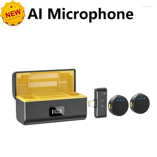 Microfones sem fio Lavalier Microfone Digital Exibir bin Mobile Computer Tiktok Live Broadcast mini inteligente