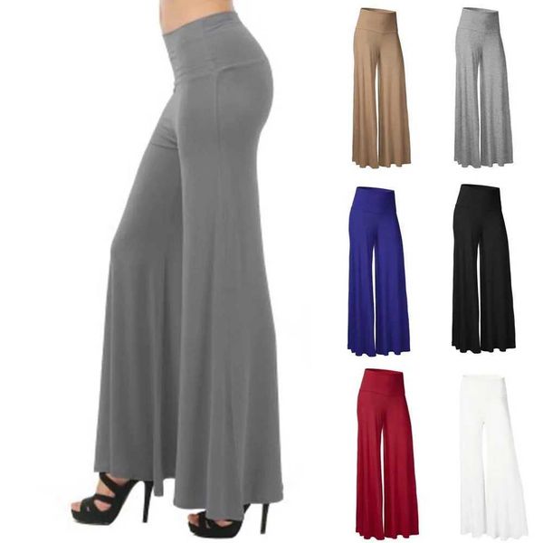 Frauenhose Capris Frauen Weitbein Hosen 2021 Mode lose elastische, mit hohe Bein langen Hosen Palazzo Chiffon Solid heißer Hosen Y240429