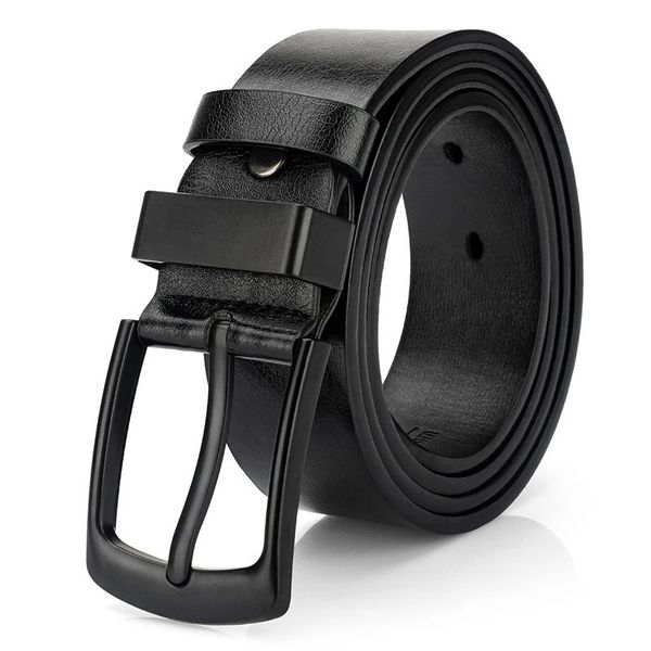 Herren Vintage Casual Belt Black Pin Knuckle Student Vielseitiger Leder Weitgürtel Luxus Herren Designergürtel für Männer 240415