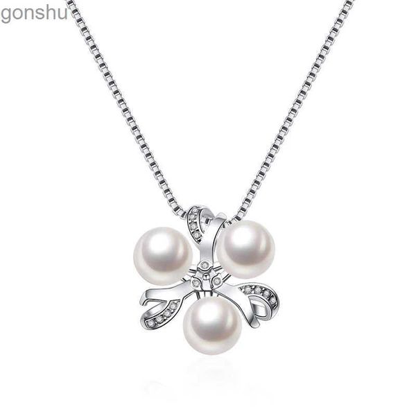 Colares pendentes fofos 925 Sterling Silver Pearl Pinging for Women Wedding White Natura