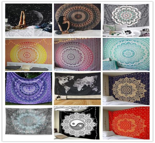 Polyester Duvar Asma Dekor Goblen 21 Tasarımlar Bohemian Mandala Plaj Havlusu Hippi Atma Haritası Yoga Mat Şalları Çok Fonksiyonlu Bat1822728