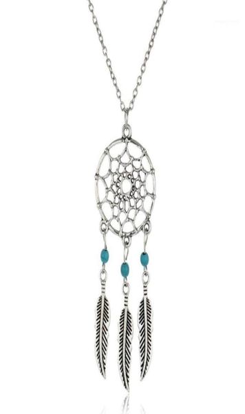 Ragazza in lega di colore argento integrale Collane Chian per donne vintage Korea Dream Catcher Foglie a ciondolo Co8556025