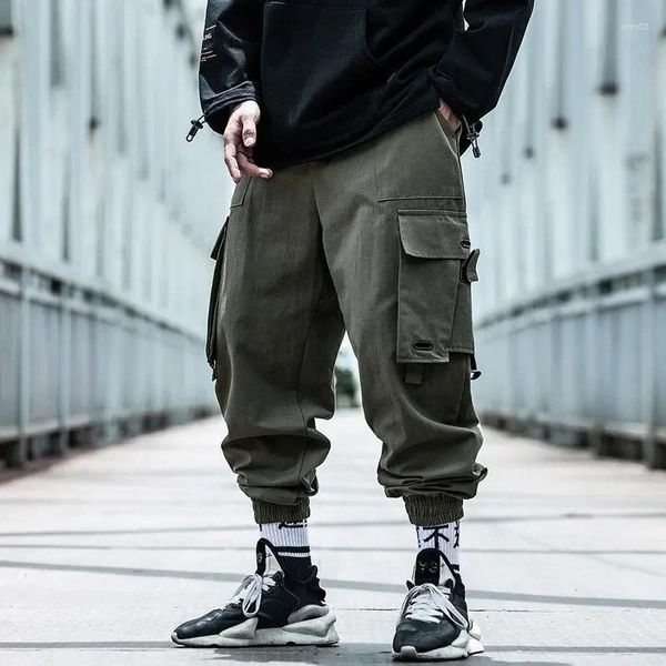 Pantaloni da uomo cargo nero uomini jogger di moda joggers harem streetwear maschio Broad telo Mulit Pocket Pockets Tactical Cantaloni Punk Punk