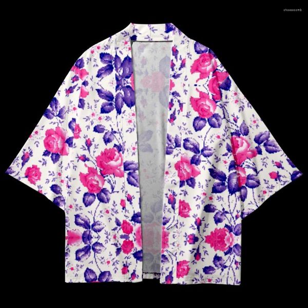 Abbigliamento etnico stampa floreale estate kimono uomini donne casual moda camicia da spiaggia hawaian camicia alla moda cardigan harajuku accappatoi yukata haori