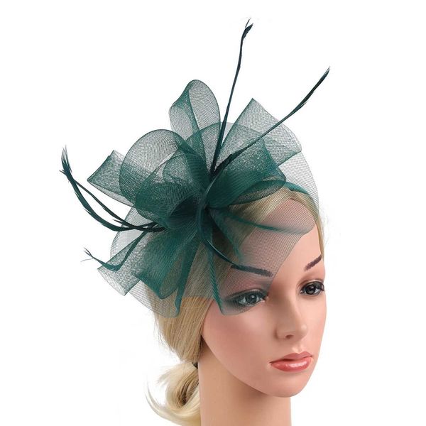 Cappelli larghi cappelli da secchio cappelli affascinati piume femminile da donna cappello fiore derby derby per cocktail gambo da matrimonio elegante clip da sposa tea party da sposa y240426