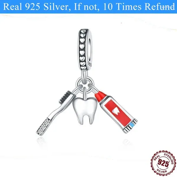 Свободные драгоценные камни Real 925 Sterling Charm Fit Оригинальный браслет серебряные бусины Стоматологические наборы подвески Dangle Dah