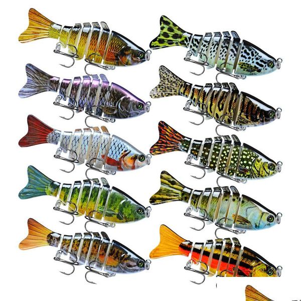 Iscas de iscas de pesca osciladores de nado Crankbait isca 002 tackle artificial Lure de longa vida 7 segmentos 10cm 15,5g Drop Otuae