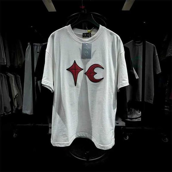 Erkek Tişörtleri Nakış Deri Thug Club T-Shirt En İyi Kalite Beyaz Siyah Kısa Sle T-Shirt Sıradan Moda Erkek Kadın Üstleri J240429