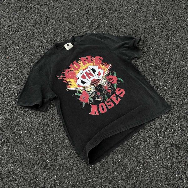 Herren T-Shirts Frosch Drift Saint Michael Strtwear Rose Grafiken gedruckt Vintage Kleidung lose übergroße Baumwoll-Tops-Hemd für Männer H240429